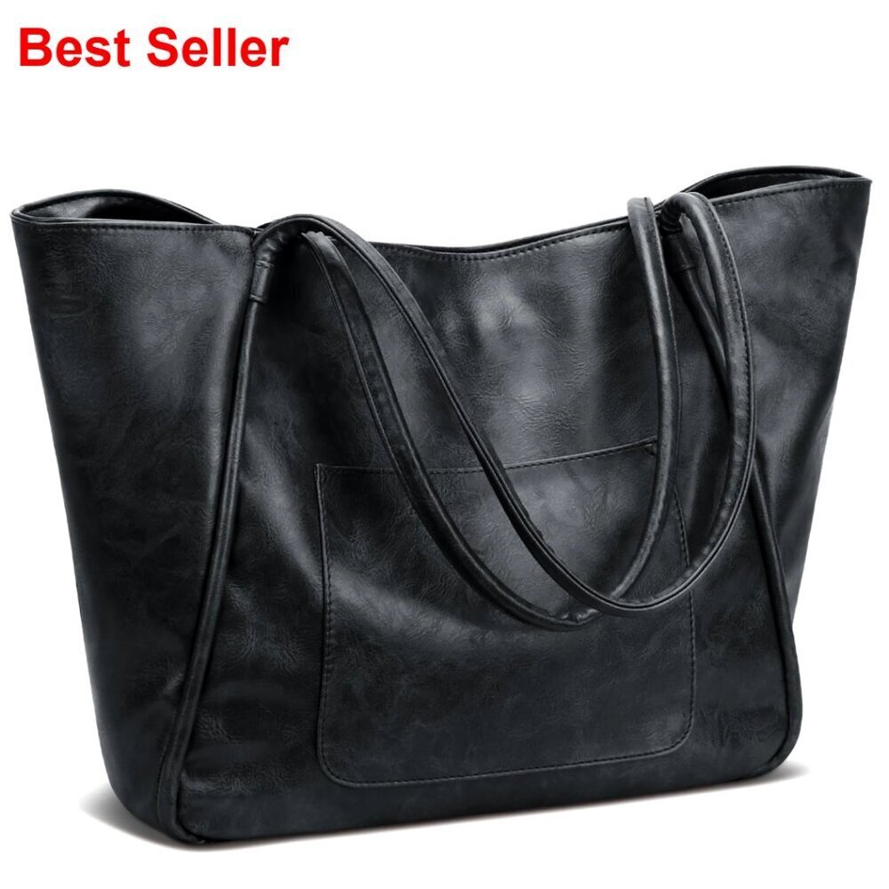 Large Leather Tote Bag with Zipper Work Travel Purse Handbag